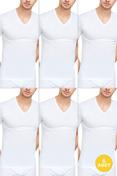 CNT Men's V-Neck Half Sleeve Undershirt 6 Pack