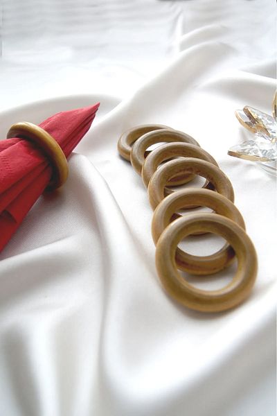 Kuzeylina 6-Piece Raw Wood Colored - Natural Napkin Holder and Macrame Ring Ring