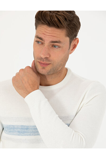 Pierre Cardin Εκρού Πλεκτό Πουλόβερ με Λαιμόκοψη Ποδηλάτου σε Στενή Γραμμή 50...