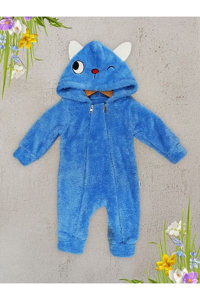 KİDOO BEBE Baby Boy Double Zipper Plush Jumpsuit
