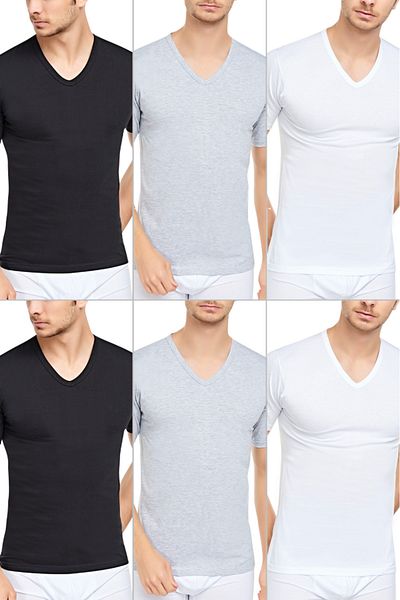 CNT Men's V-Neck Half Sleeve Undershirt 6 Pack