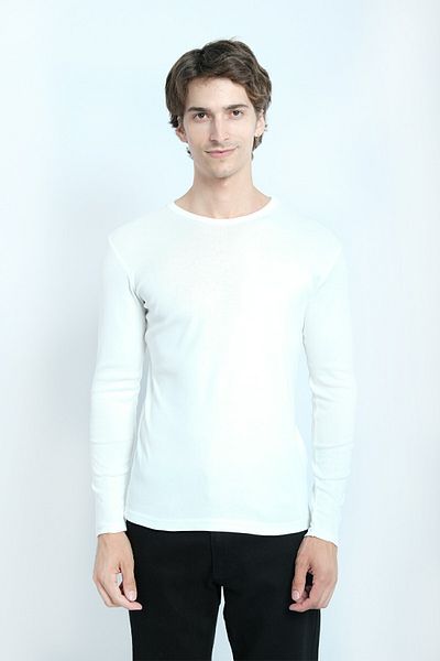 SPORTUEL Мъжки суитшърт в екрю - 6529 Js, 0 яка, базова рибана, JSSWTK25E000021