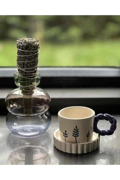 M'art Home Handmade Round Handle Lavender Cup-1 Piece