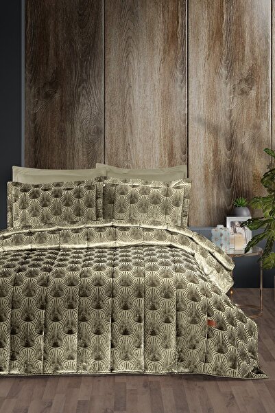 PASIONI طقم غطاء سرير مزدوج من قماش الجاكار المخملي بلون البرقوق من لوسياانا،...