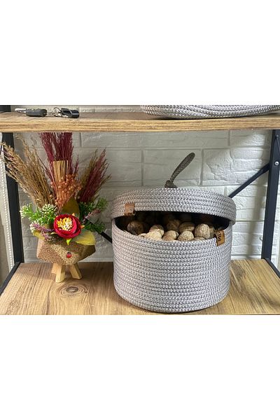 Metasupla House Covered Basket I, Hand Woven, Multi-Purpose Basket, Bathroom and Kitchen Organizer