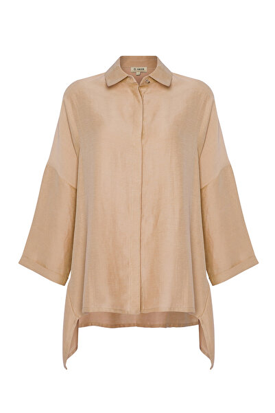 Aker Asimetrik Kesim Keten Bluz