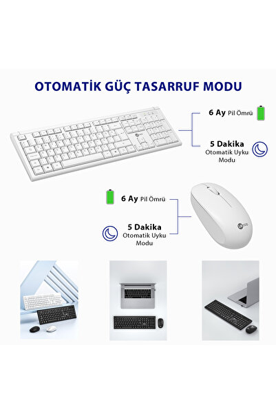 Lecoo Kw200 Kablosuz Türkçe Q Klavye & Mouse Set Beyaz