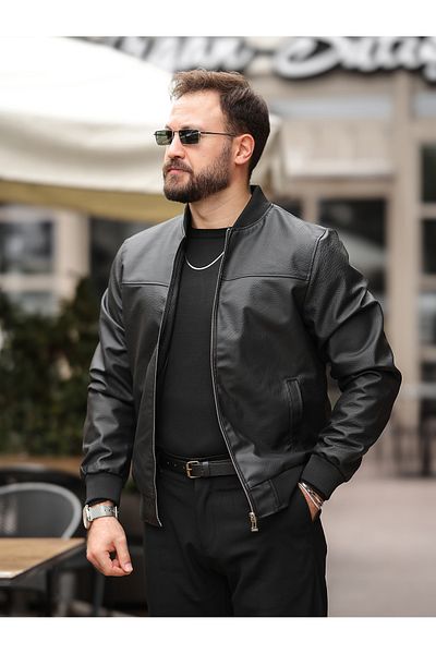 BASEL.CO Δερμάτινο μπουφάν Carbon College Bomber