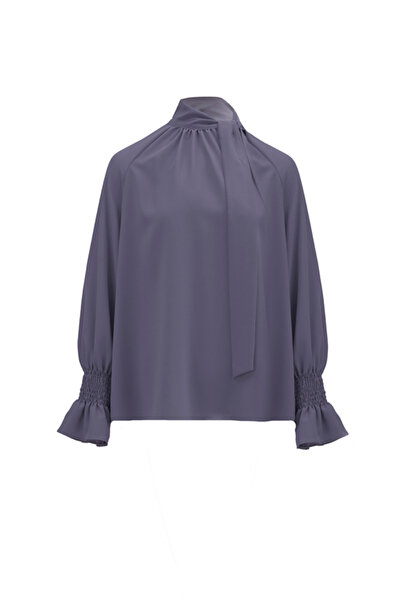 Aker Μπλούζα με ελαστικά μανίκια και γιακά με δέσιμο