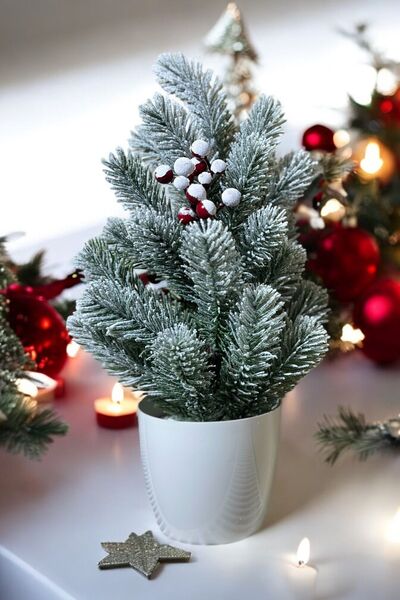 YAPAY ÇİÇEKÇİNİZ  Snow Patterned Christmas Tree 36 cm