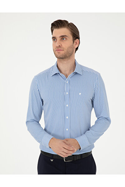Pierre Cardin Mavi Likralı Ex. Slim Fit Uzun Kollu Gömlek 50294171-VR036