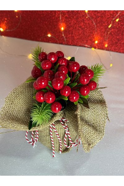 Mithbox New Year's Artificial Flower Kokina Jute Fabric Mini Potted Christmas Decoration