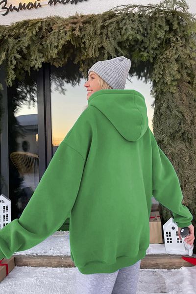 Madmext Φούτερ με πράσινη κουκούλα Rose Gold Oversize Mg1566
