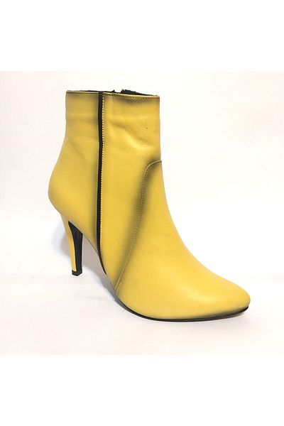 Mira Deri Genuine Leather Women's Boots with 10 cm Nail Heels - Yellow Trowel