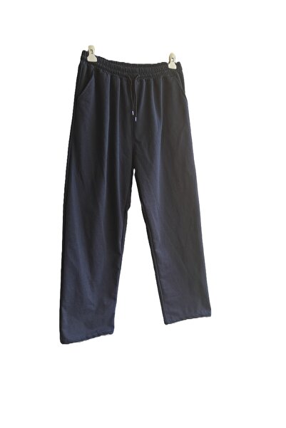 Lifylife Lacivert Unisex Battal Düzpaça Eşofman Altı