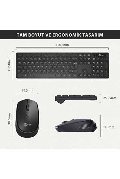 Lecoo Km2001 Kablosuz Türkçe Q Klavye & Mouse Set Siyah