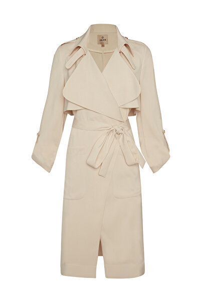 Aker Dökümlü Yaka Cepli Trençkot