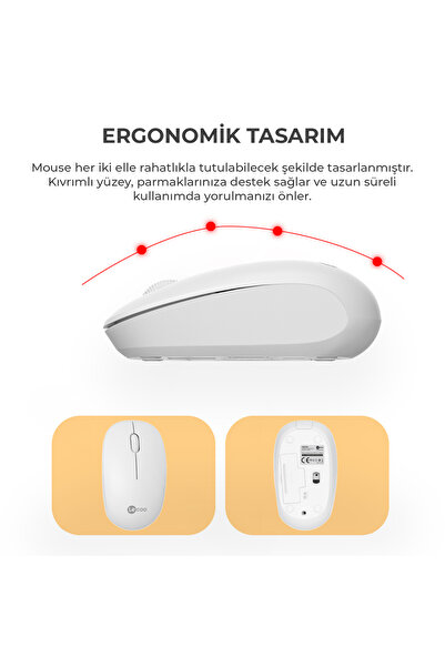 Lecoo Kw200 Kablosuz Türkçe Q Klavye & Mouse Set Beyaz