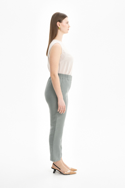 Aker Arka Bel Lastikli Keten Pantolon