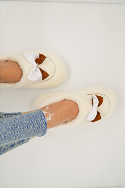 PUSKAS Kadın Fiyonk Detaylı Ev Botu Kışlık Panduf Ev Ayakkabısı 00177