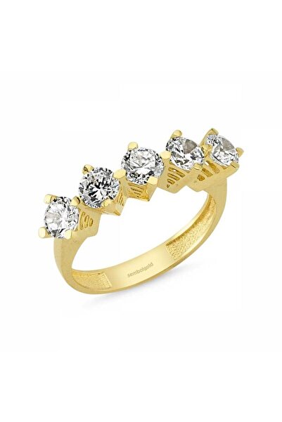 Sembol Gold Altın 5 Taş Yüzük Taşlı