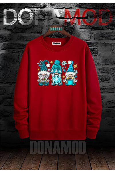 donamod 2025 عيد الميلاد الأحمر الصنوبر نمط طاقم الرقبة سانتا كلوز عيد الميلا...