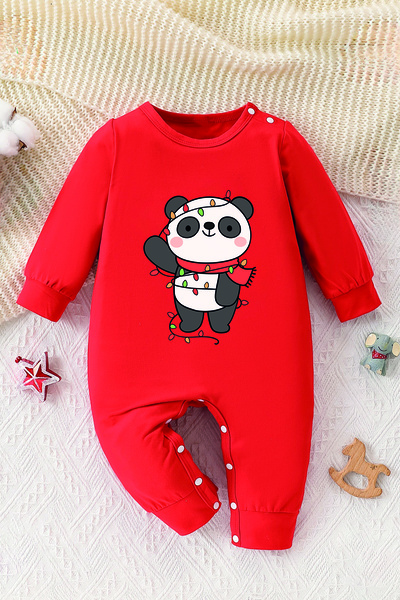 ADABEBEK Panda Printed New Year's Light Baby Romper - 23195