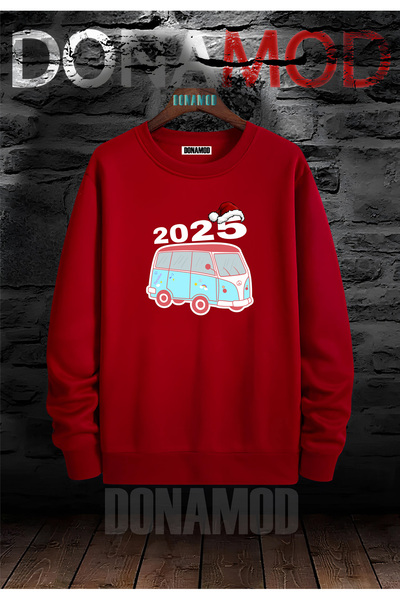 donamod 2025 عيد الميلاد الأحمر الصنوبر نمط طاقم الرقبة سانتا كلوز عيد الميلا...