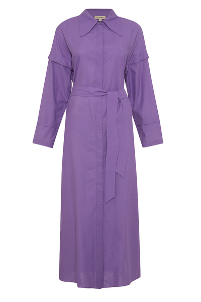 Aker Kolları Detaylı Vual Gömlek Elbise