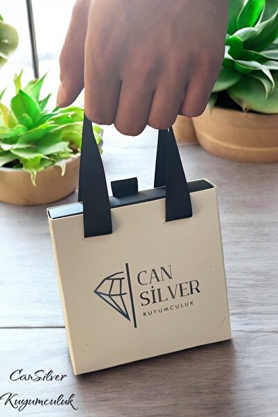 CAN SİLVER 2,5 cm Gümüş 925 Ayar Kare Tasarım Model Küpe- Gümüş Kadın Küpe