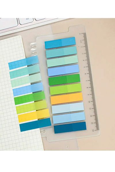 NaSaDAN Summer Adhesive Clear Postit Note Paper with 10 Colors Rulers 200 Sheets