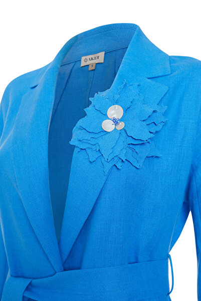 Aker Çiçek Broşlu Keten Kap