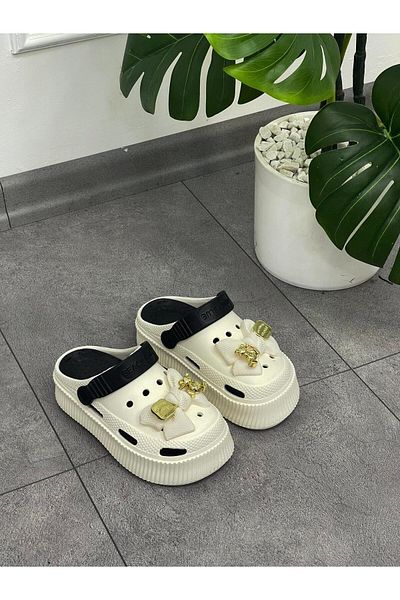 ERVANIN BUTİĞİ White Black (Betty) Slippers