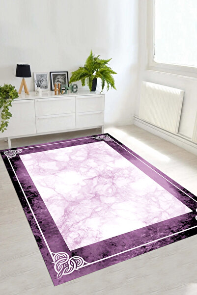 Viyana Home Dijital Kaymaz Taban Mermer Çerçeve Model Yıkanabilir Yolluk Mutf...