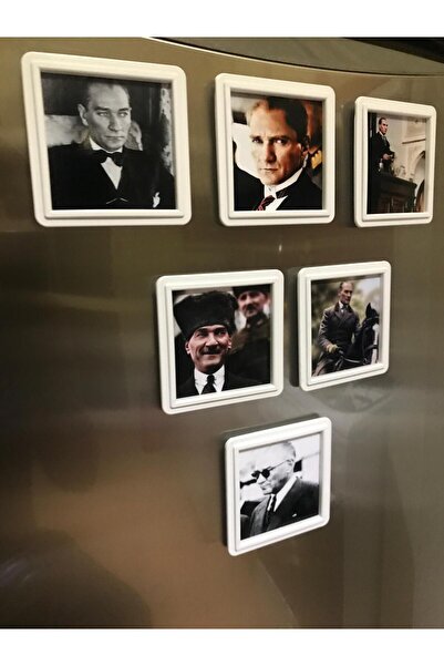 SIRADIŞI REKLAM Ataturk Pictures Printed Fridge Magnet with Tape Frame 6 Piec...