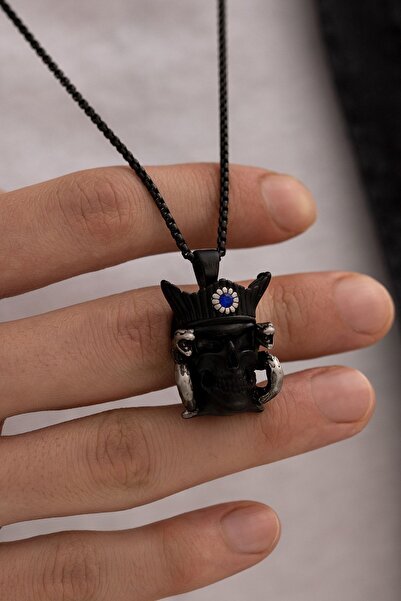 vogutima Men's Necklace - Skeleton Pirate Figured Zircon Stone 316 L Stainles...