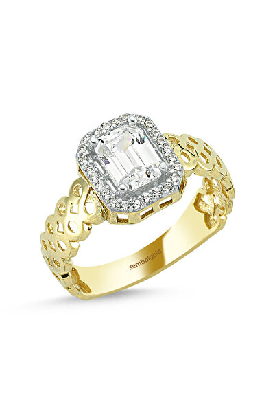 Sembol Gold Altın Baget Yüzük Gold Sonsuzluk Tasarım 0,70 Karat