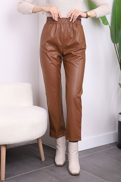 İmajButik Δερμάτινο παντελόνι Tan Pocket