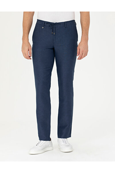 Pierre Cardin Lacivert Slim Fit Keten Karışımlı Pantolon 50286092-VR033