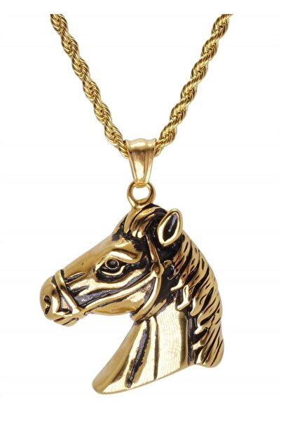 GWOMA Men's Gold Color Horse Head Steel Necklace Chain