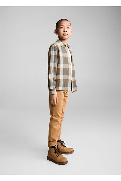 MANGO Kids Καρό βαμβακερό μπλουζάκι