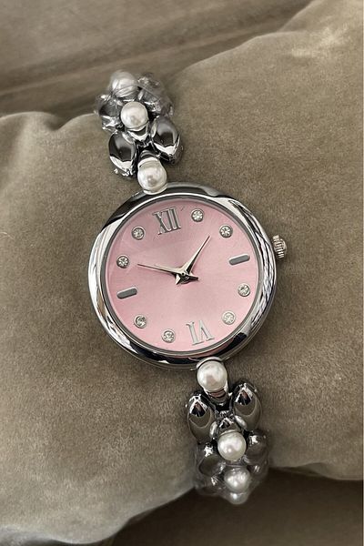 Leerybee Minimal Women's Watch with Pearls and Stones Nla-183