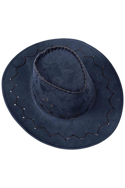 SAVEX Pălărie de cowboy - Pălărie Fedora - Albastru petrol - HG-200