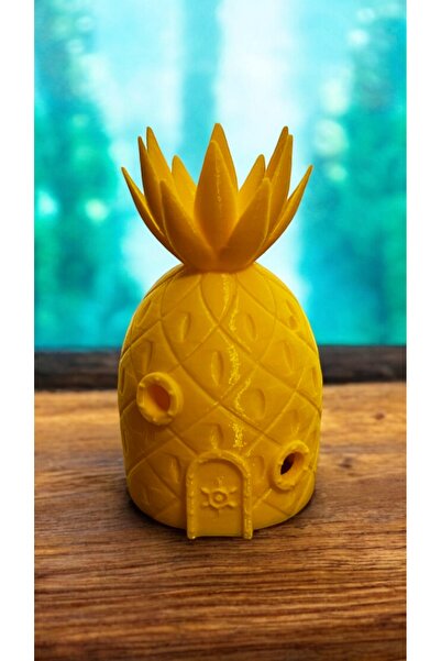 SM KIR TASARIM Sünger Bob'un Ananas Evi Büyük 16 cm Akvaryum veya Küvet Dekorasyon Seti