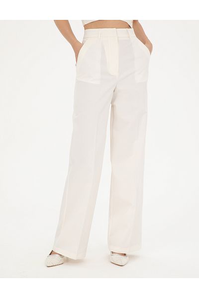 Pierre Cardin White High Waist Straight Fit Trousers 50289786 -Vr013