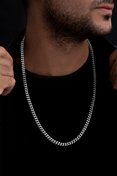 GWOMA Men's Necklace - Square Cut Model Silver Color - 5 mm Thickness - Stain...