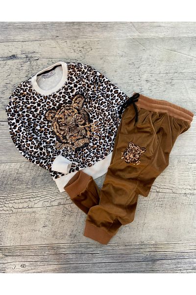 Store Velvet Leopard Tiger Tracksuit Set
