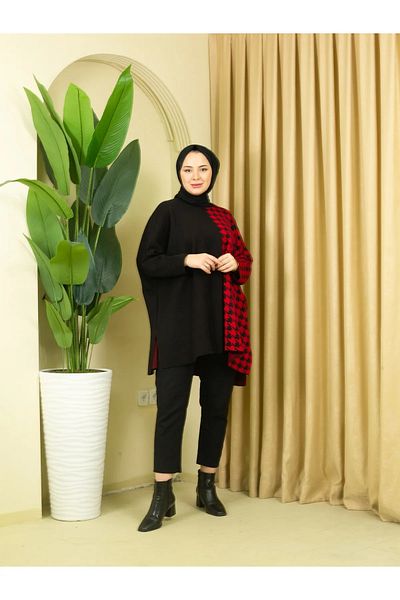 02Lady Fashion tricotaje tunică poncho picior de gâscă