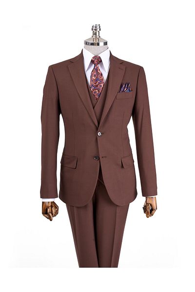 TerziAdemAltun Set jachetă și pantaloni vest cu croială clasică cu croială obișnuită - maro T12607