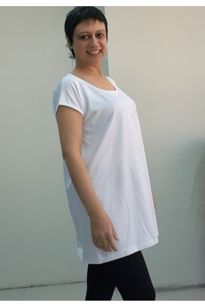 Mertcan Butik Whole Coming Low Sleeve Combed Cotton Viscose T-Shirt with White Size